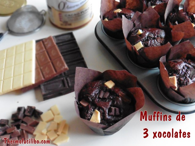 Muffins de 3 xocolates.