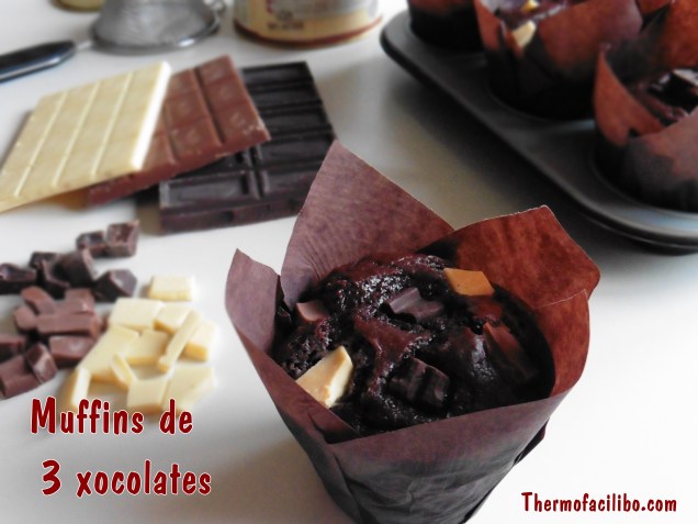 Muffins de 3 xocolates