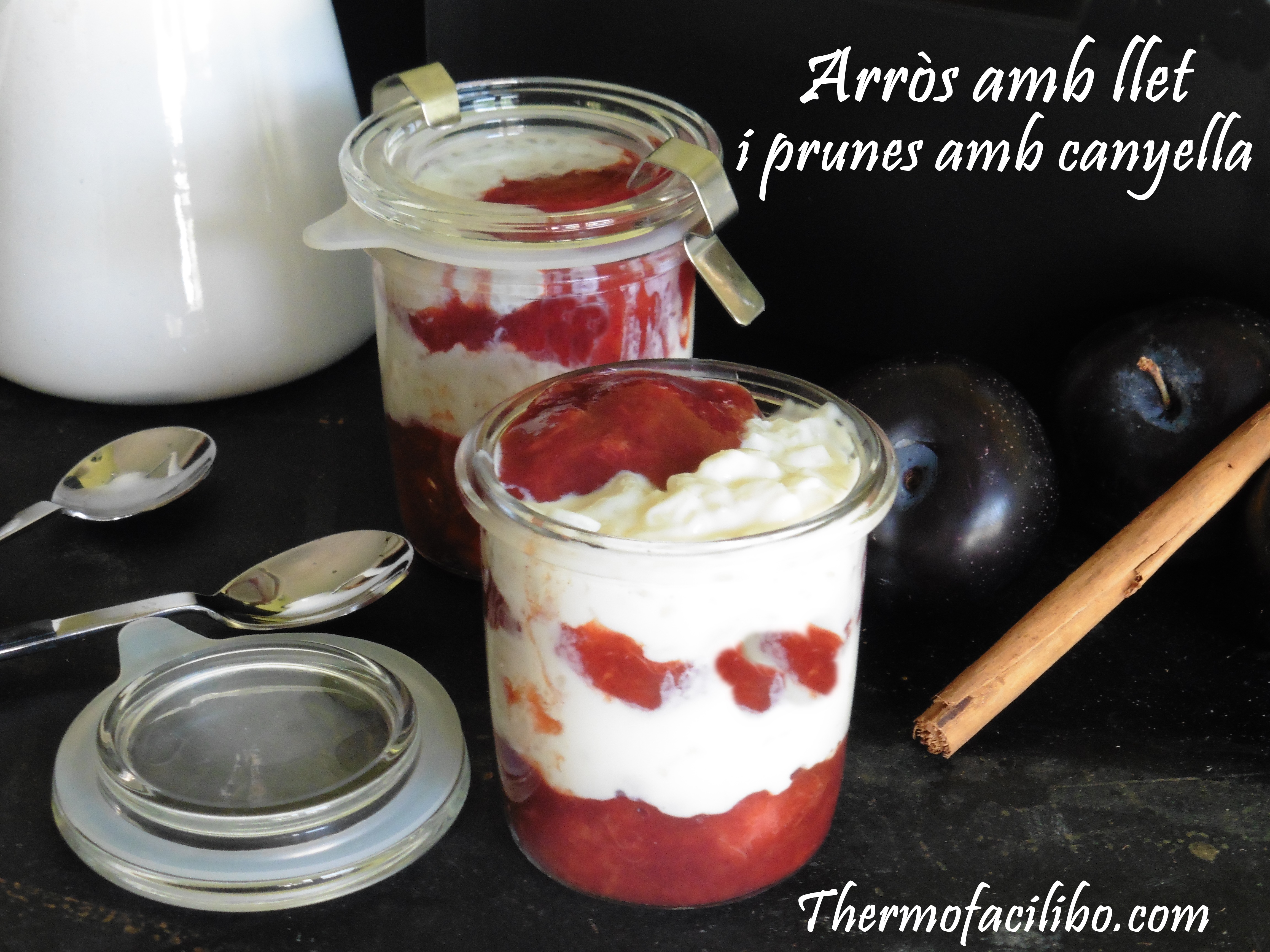 Arròs amb llet i prunes amb canyella