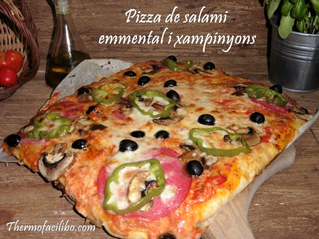 Pizza de salami,emmental i xampinyons
