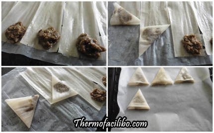 Samoses de botifarra d'albergínia prep.