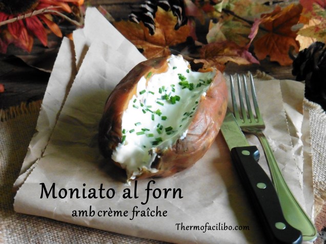 Moniato al forn amb crème fraîche .