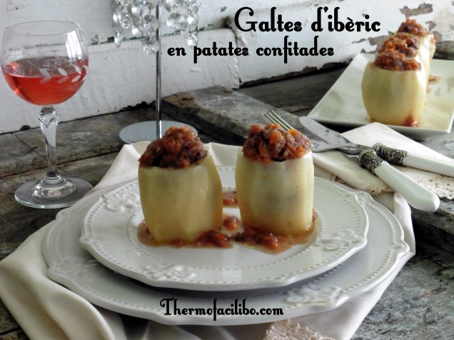 Galtes d'ibèric en patates confitades . .