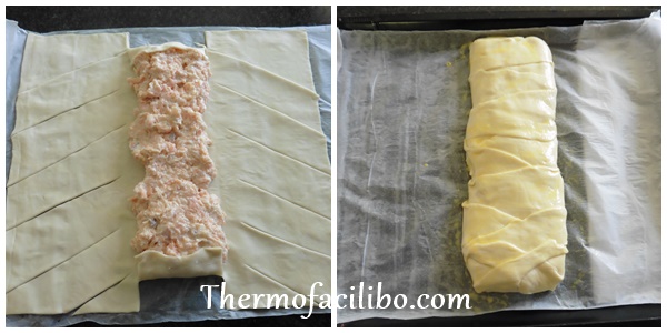 Trena de pasta de full amb salmó