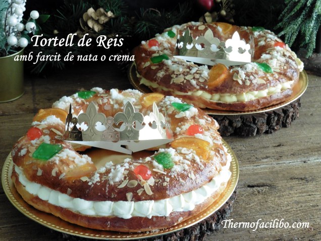 Tortell de Reis farcit de nata o crema