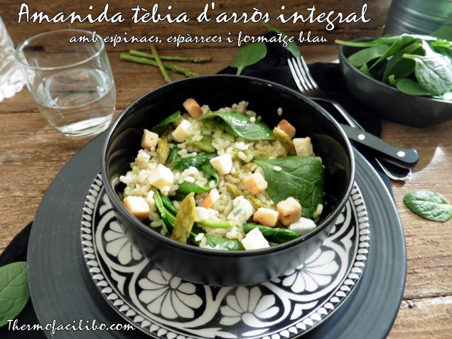 Amanida tèbia d'arròs integral