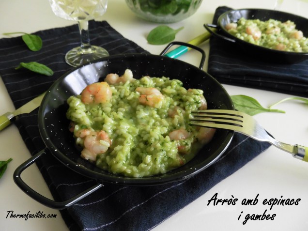 Arròs amb espinacs i gambes.1
