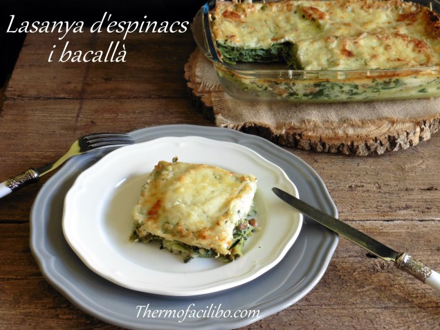 Lasanya d'espinacs i bacallà