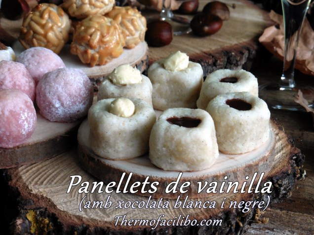 Panellets de vainilla amb xocolata blanca i negre