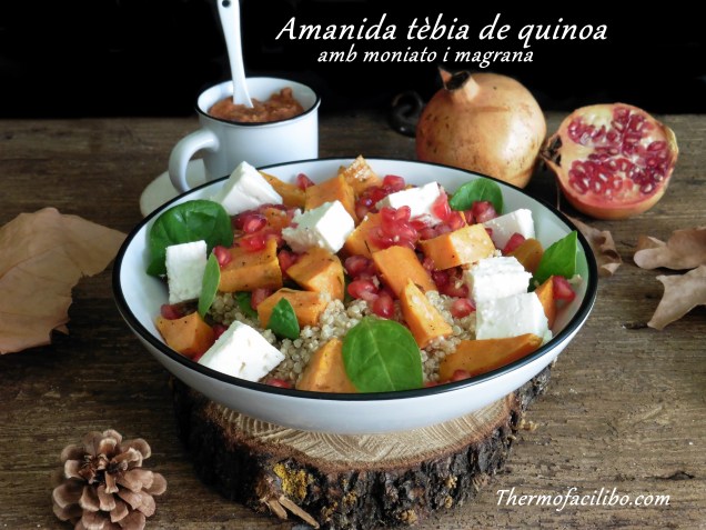 Amanida tèbia de quinoa amb moniato i magrana