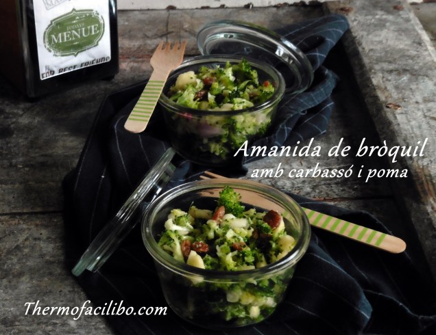 amanida de bròquil amb carbassó i poma.+